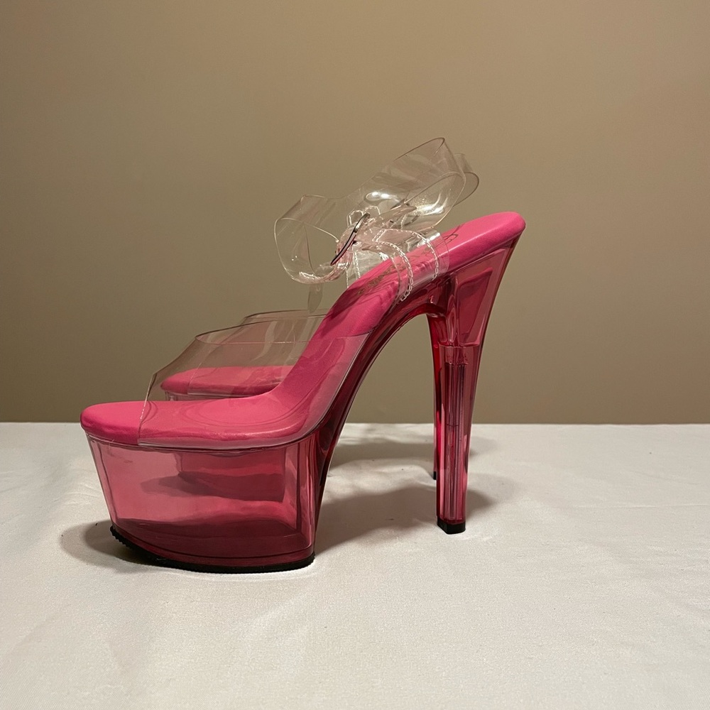 Pleaser Clear Pink Platform Sandel Heel